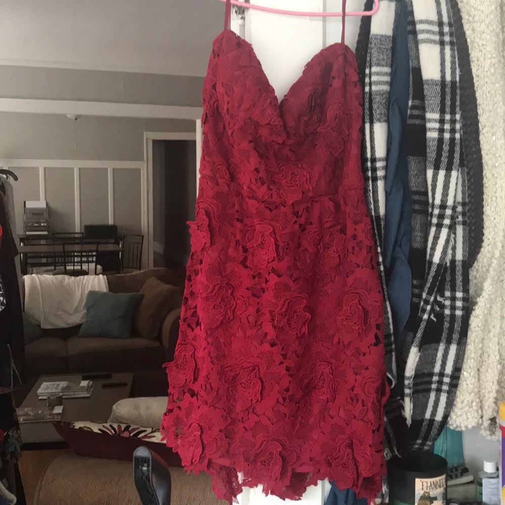 Red  mid length dress